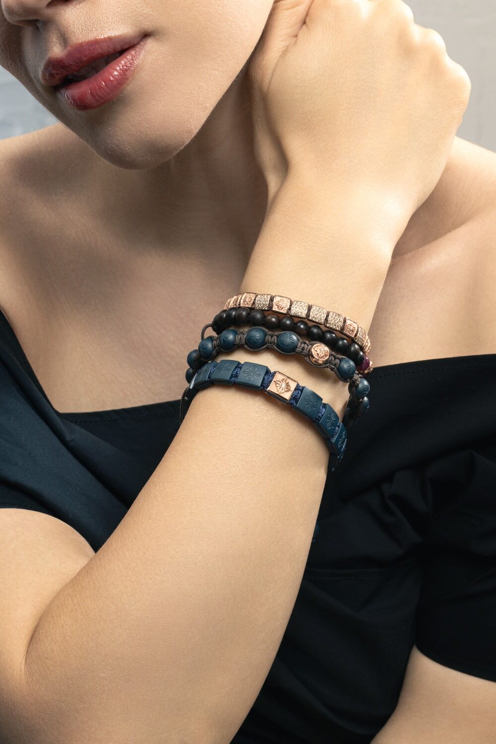 Diamond Ruby Beaded Bracelet-ROSE GOLD-JEWELRYFINE JEWELBRACELET O-SHAMBALLA JEWELS