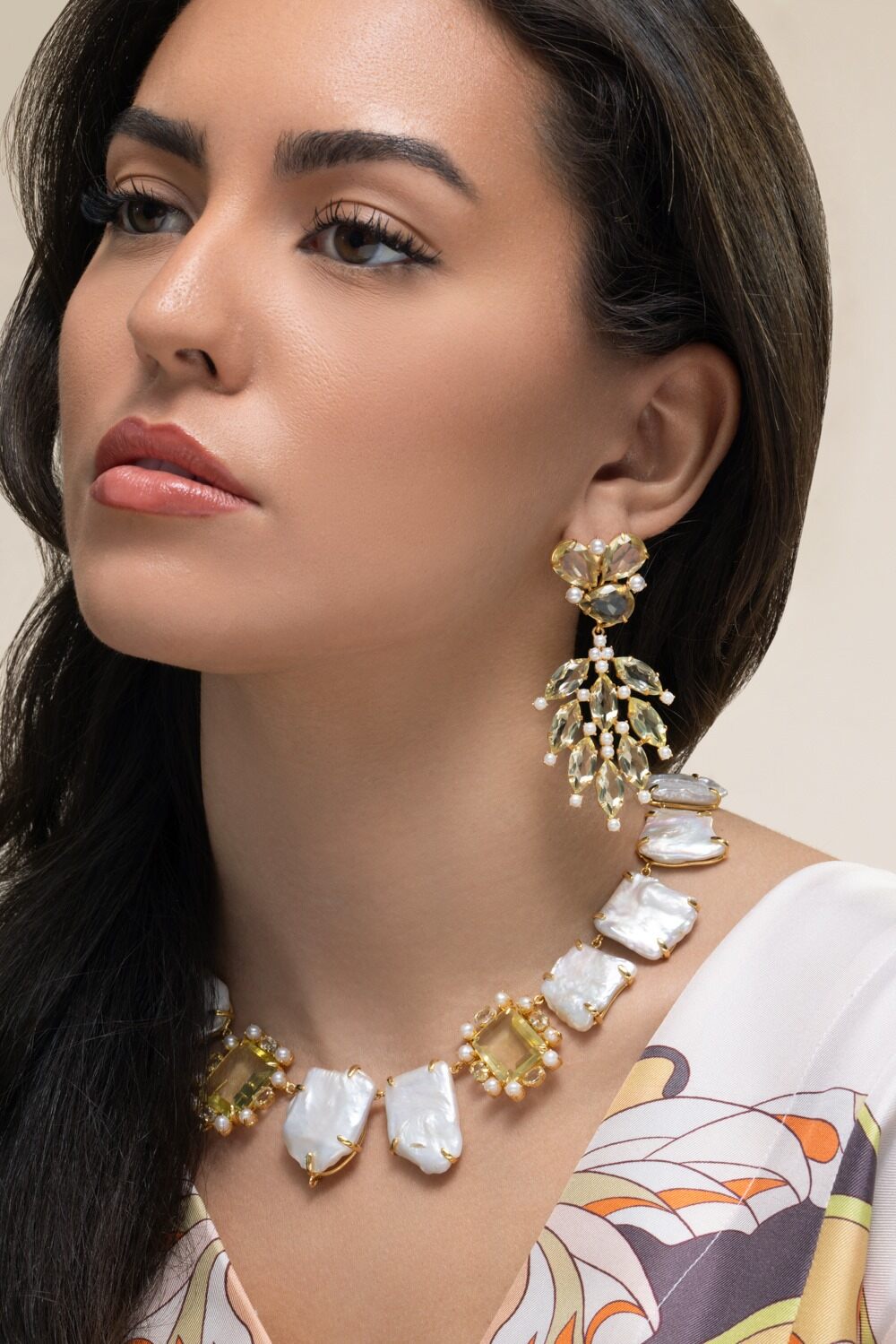 Lemon Quartz Pearl Adeline Earrings-YELLOW-JEWELRYBOUTIQUEEARRING-BOUNKIT JEWELRY