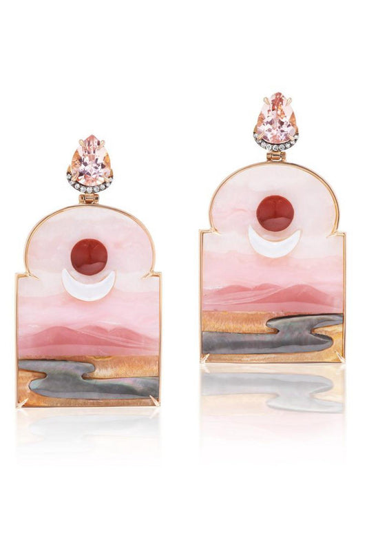 Pink Opal Alabaster Sky Print Window Earrings-ROSE GOLD-JEWELRYFINE JEWELEARRING-SILVIA FURMANOVICH