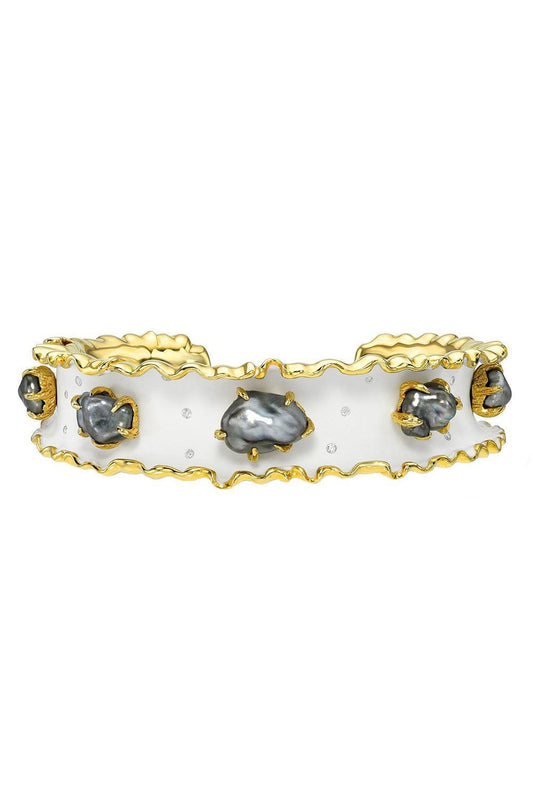 Keshi Pearl White Bracelet-YELLOW GOLD-JEWELRYFINE JEWELBRACELET O-VICTOR VELYAN