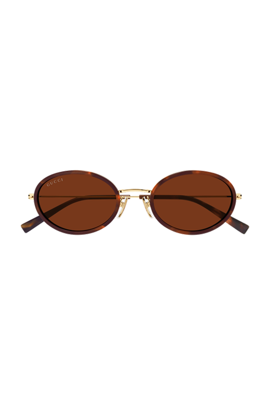 Small Oval Sunglasses - Havana Gold-GOLD-ACCESSORIESUNGLASSES-GUCCI