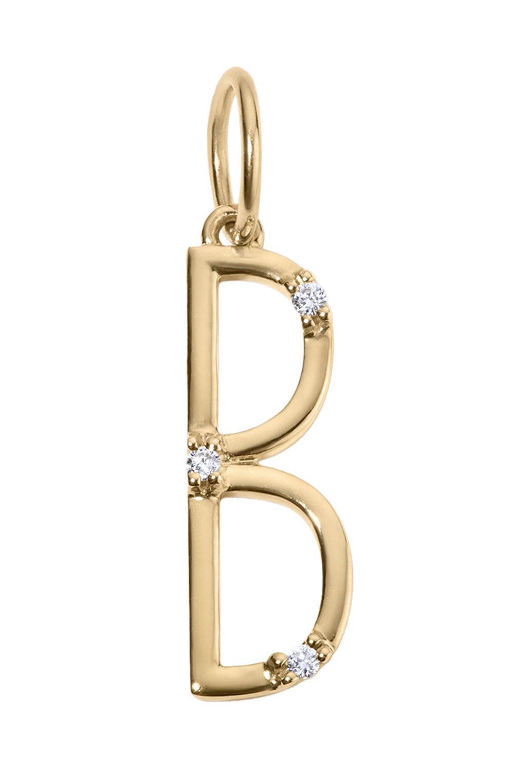 Diamond Letter Charm-YELLOW GOLD-B-JEWELRYFINE JEWELPENDANT-DEVON WOODHILL