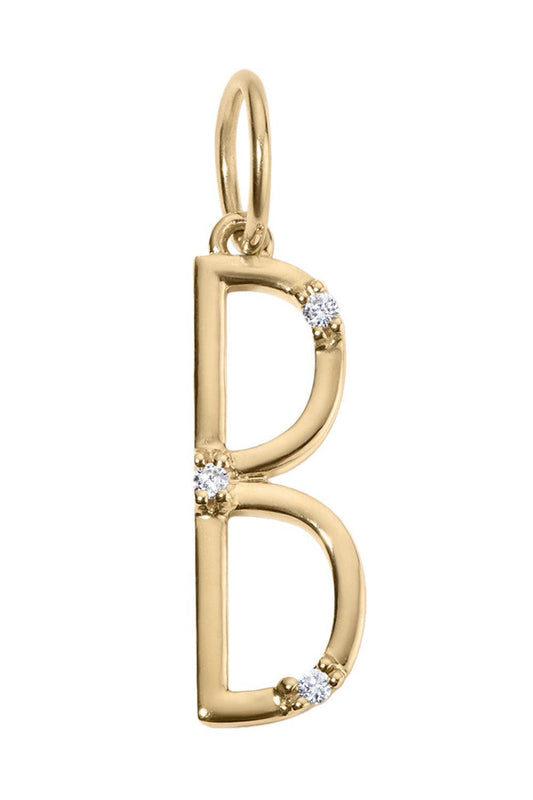 Diamond Letter Charm-YELLOW GOLD-B-JEWELRYFINE JEWELPENDANT-DEVON WOODHILL