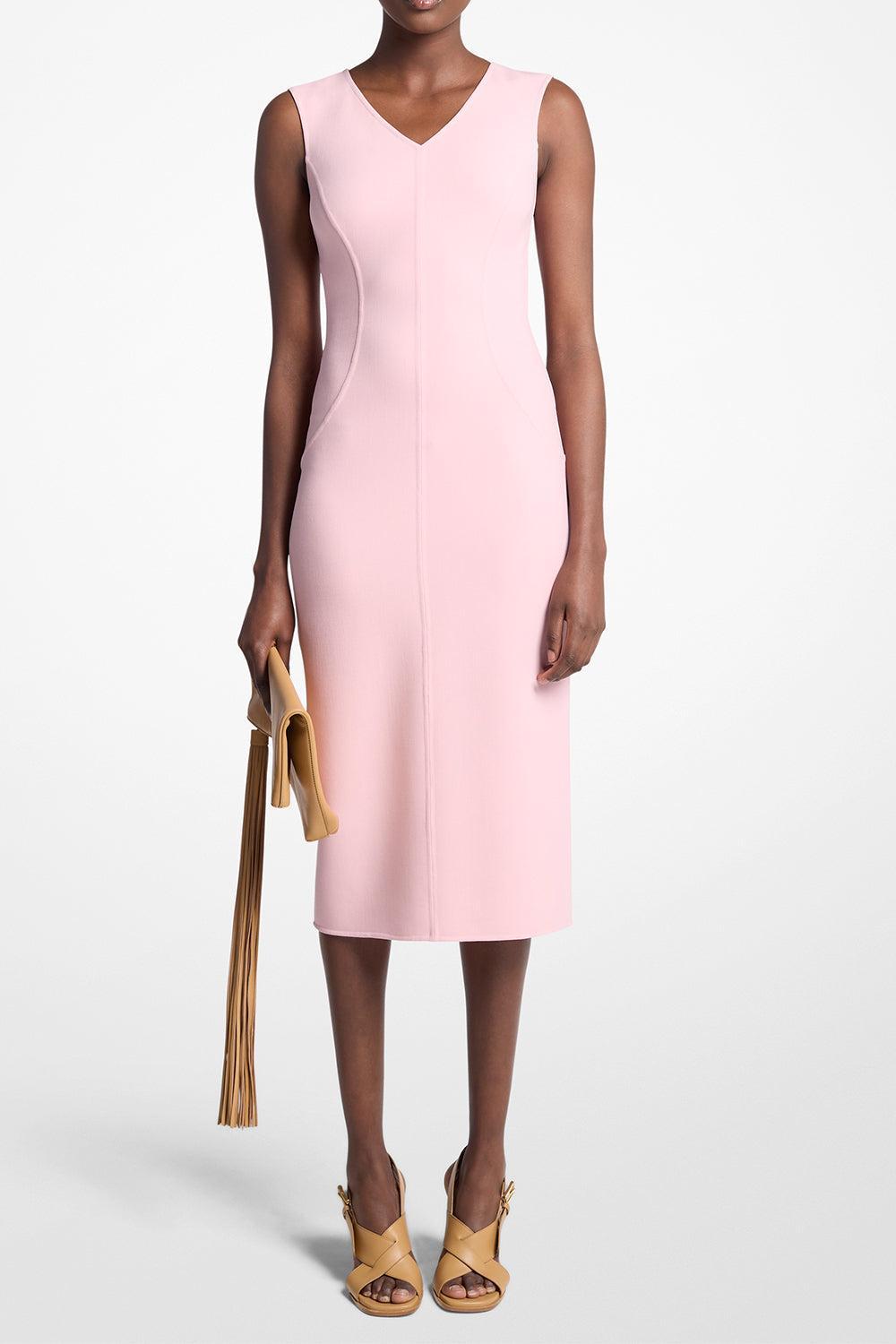 V Neck Sheath-PINK-0-CLOTHINGDRESSCASUAL-MICHAEL KORS COLLECTION