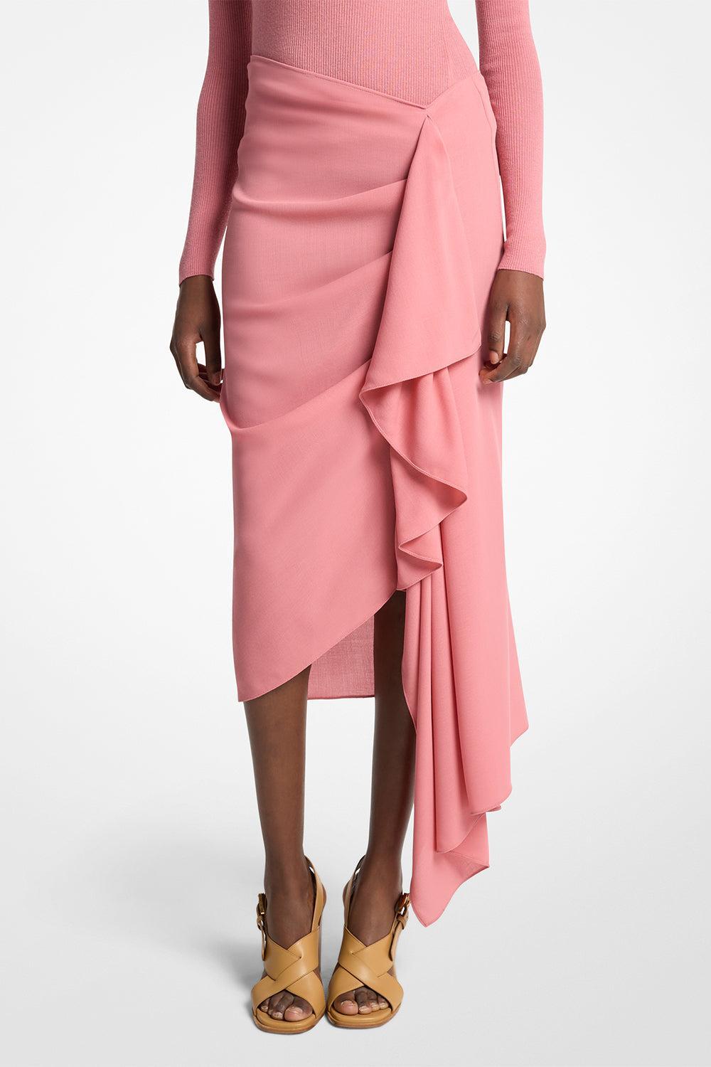 Cascade Skirt - Guava-PINK-2-CLOTHINGSKIRTMIDI-MICHAEL KORS COLLECTION