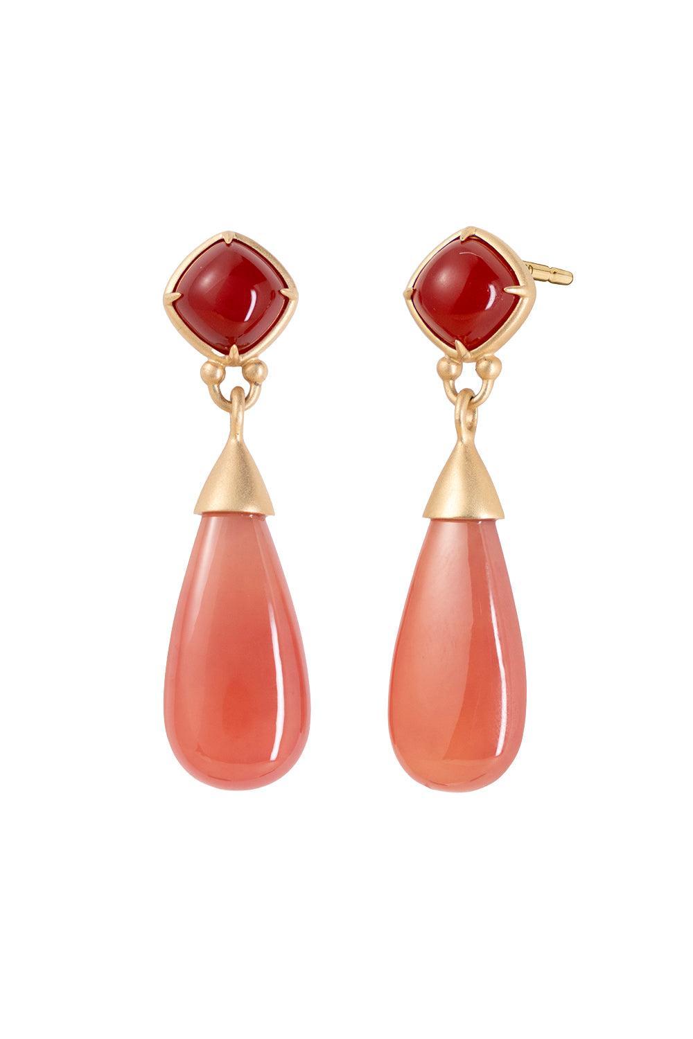 Carnelian Garnet Blush Earrings-YELLOW GOLD-JEWELRYFINE JEWELEARRING-MONICA RICH KOSANN