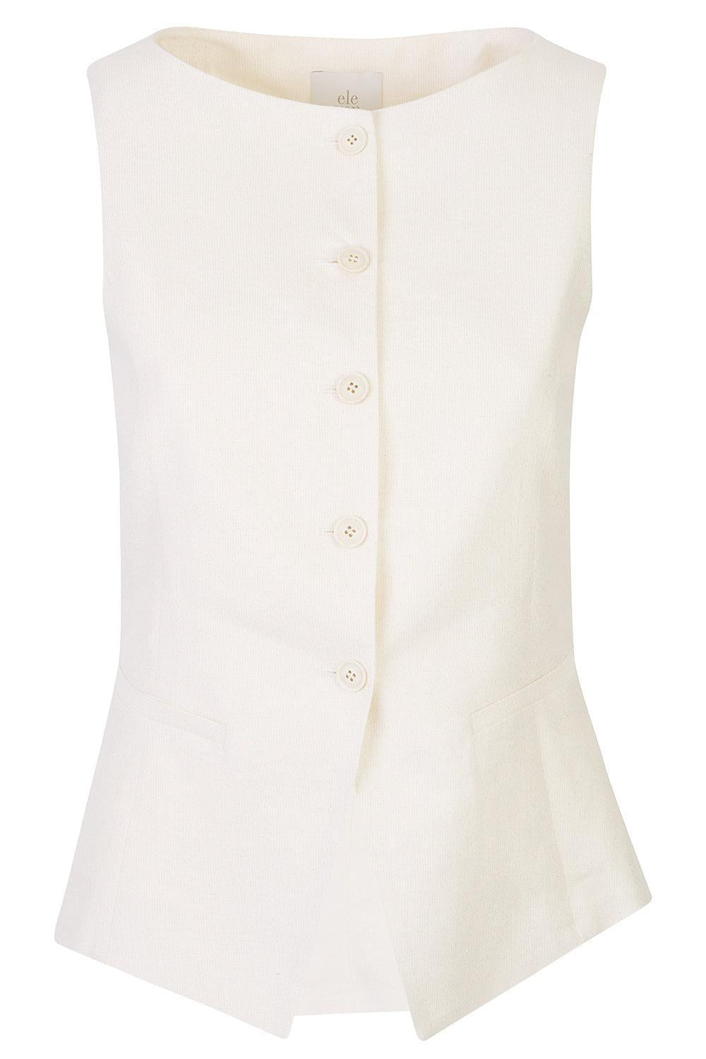 Boat Neck Button Vest