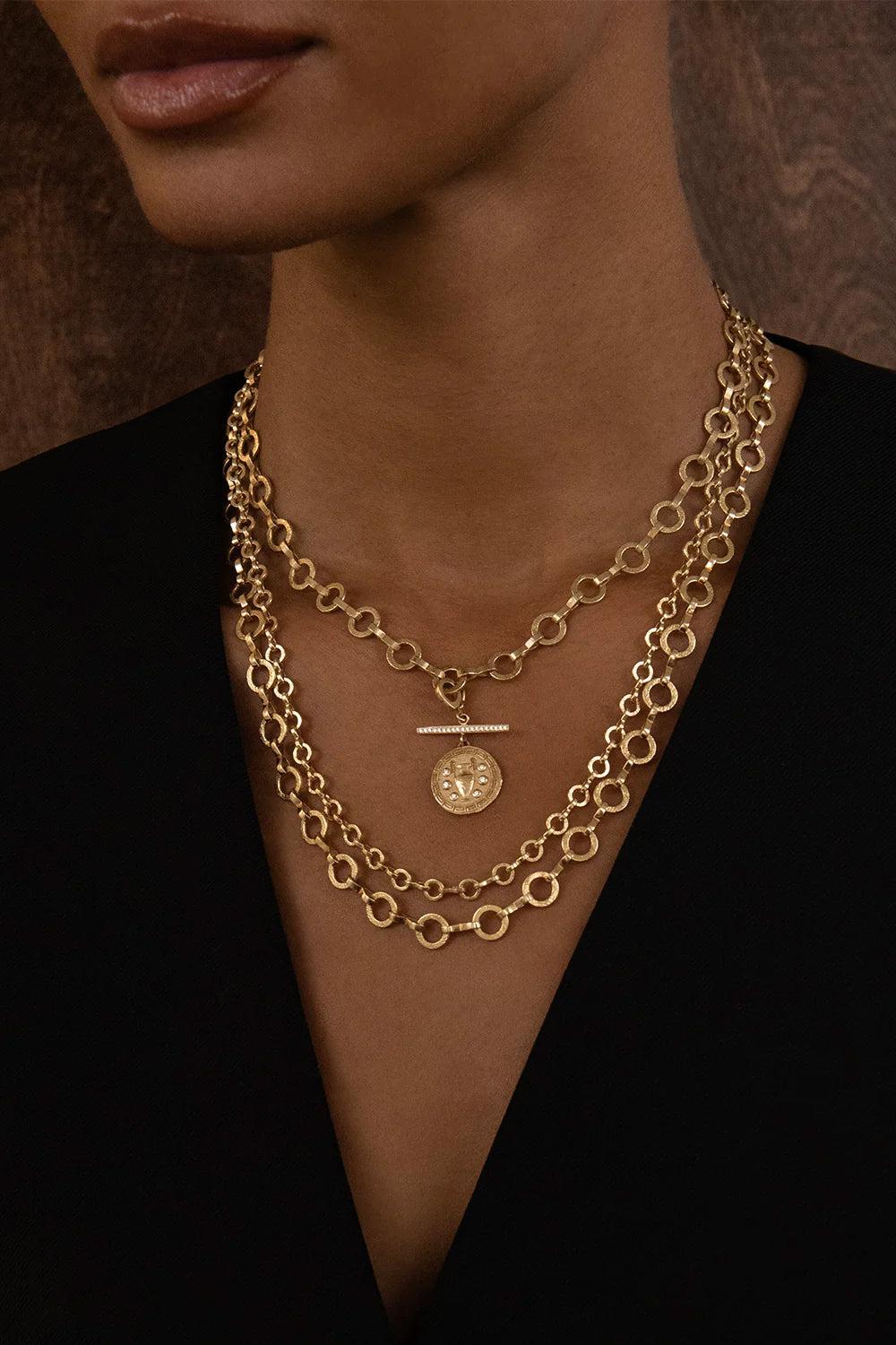 Medium Circle-Link Smooth Chain Necklace-YELLOW GOLD-20-JEWELRYFINE JEWELNECKLACE O-AZLEE