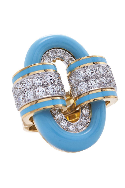 Diamond Light Blue Oval Buckle Ring-YELLOW GOLD-5-JEWELRYFINE JEWELRING-DAVID WEBB