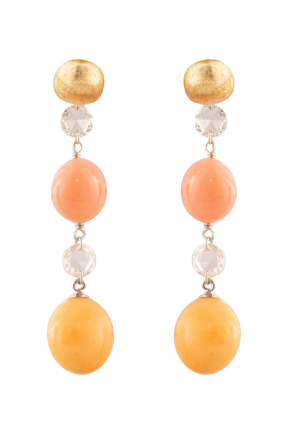 Pink Conch Pearl Diamond Unico Earrings-YELLOW GOLD-JEWELRYFINE JEWELEARRING-MARCO BICEGO