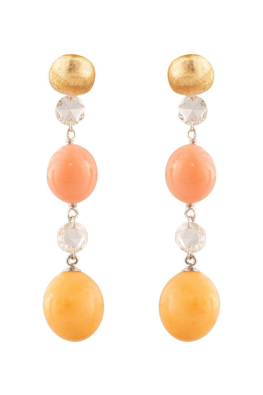Pink Conch Pearl Diamond Unico Earrings-YELLOW GOLD-JEWELRYFINE JEWELEARRING-MARCO BICEGO