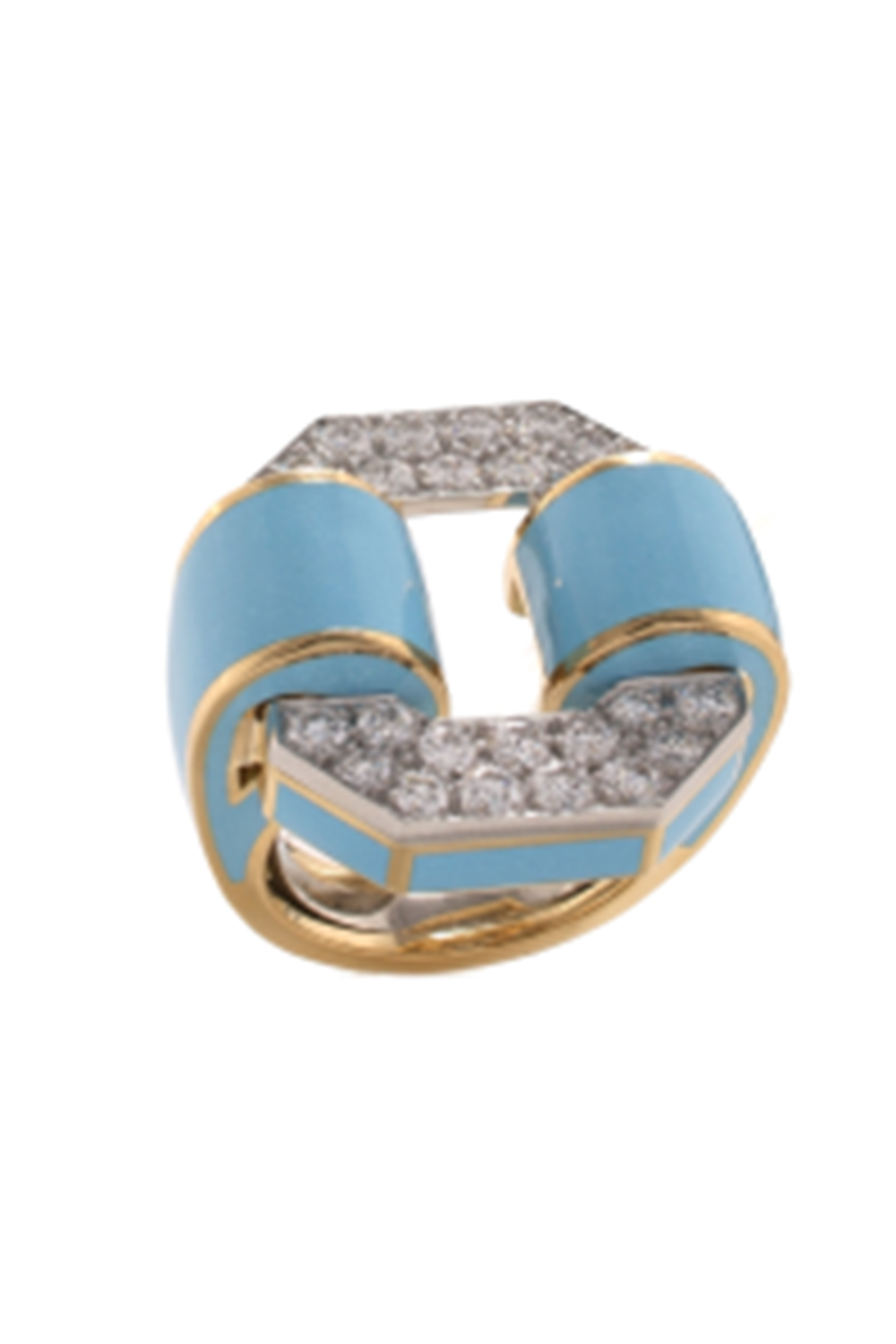 Diamond Small Light Blue Buckle Ring-YELLOW GOLD-6-JEWELRYFINE JEWELRING-DAVID WEBB
