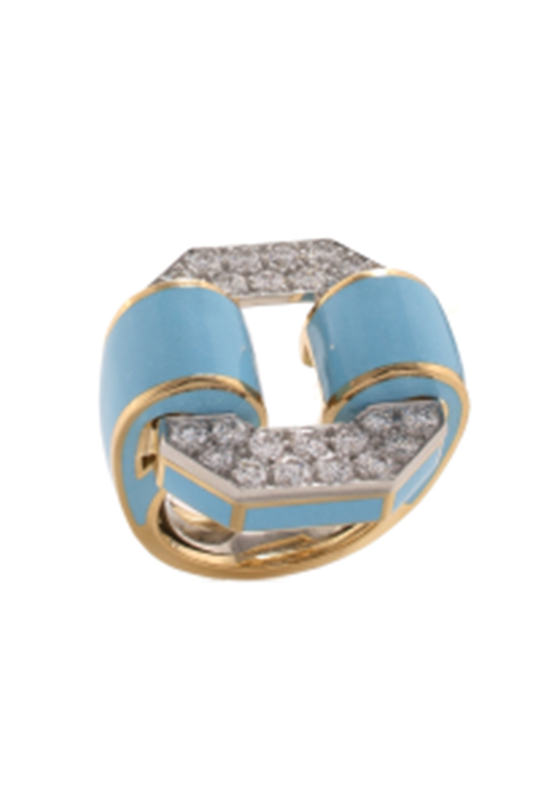 Diamond Small Light Blue Buckle Ring-YELLOW GOLD-6-JEWELRYFINE JEWELRING-DAVID WEBB