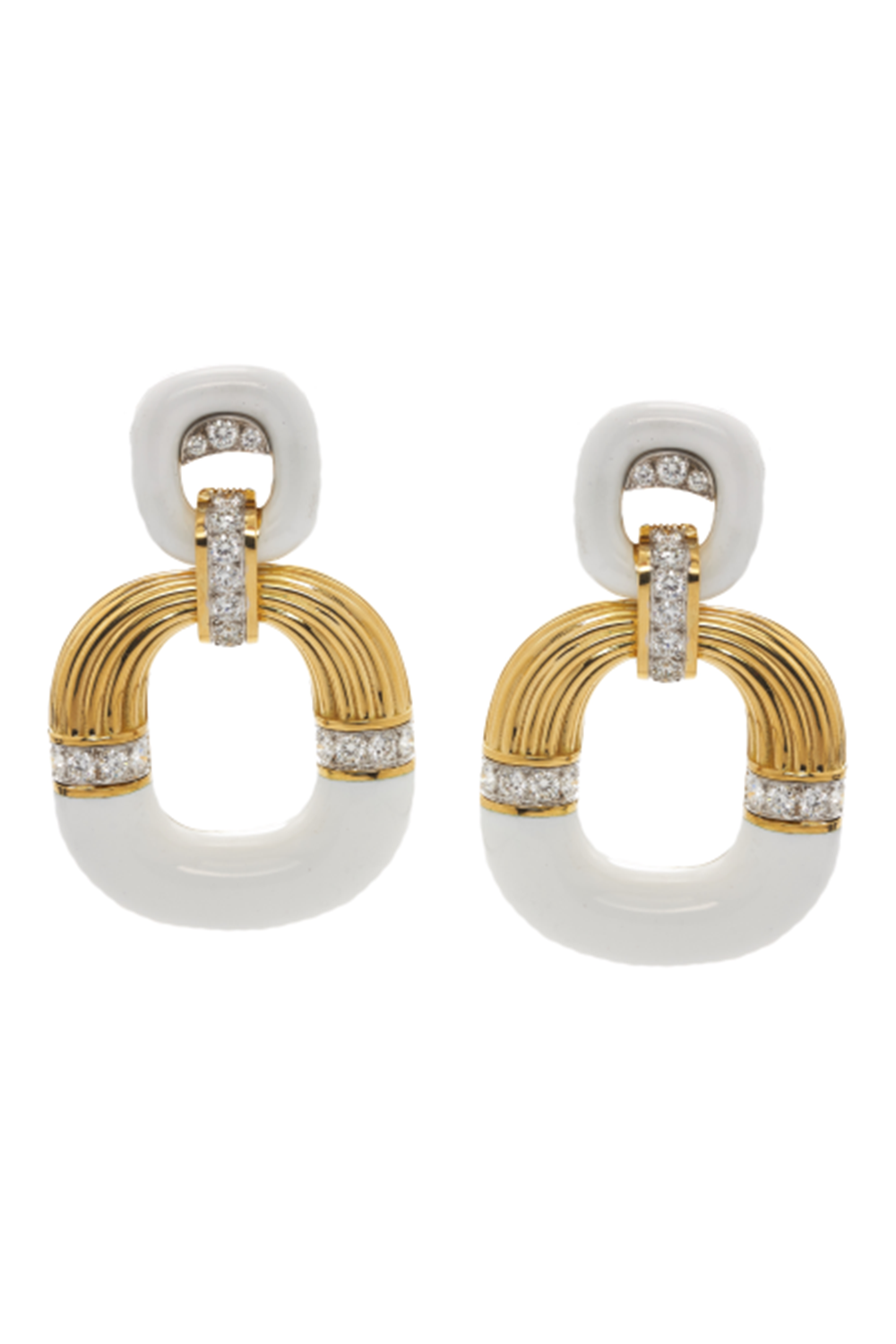 Diamond White Radiator Hoop Earrings-YELLOW GOLD-JEWELRYFINE JEWELEARRING-DAVID WEBB
