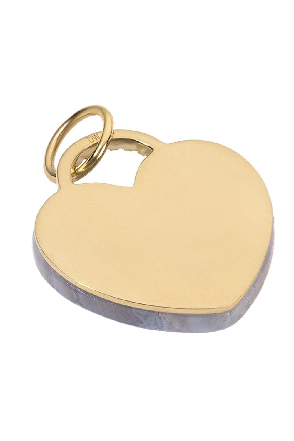 Blue Lace Agate Rock Solid Heart Charm-YELLOW GOLD-JEWELRYFINE JEWELPENDANT-DEVON WOODHILL