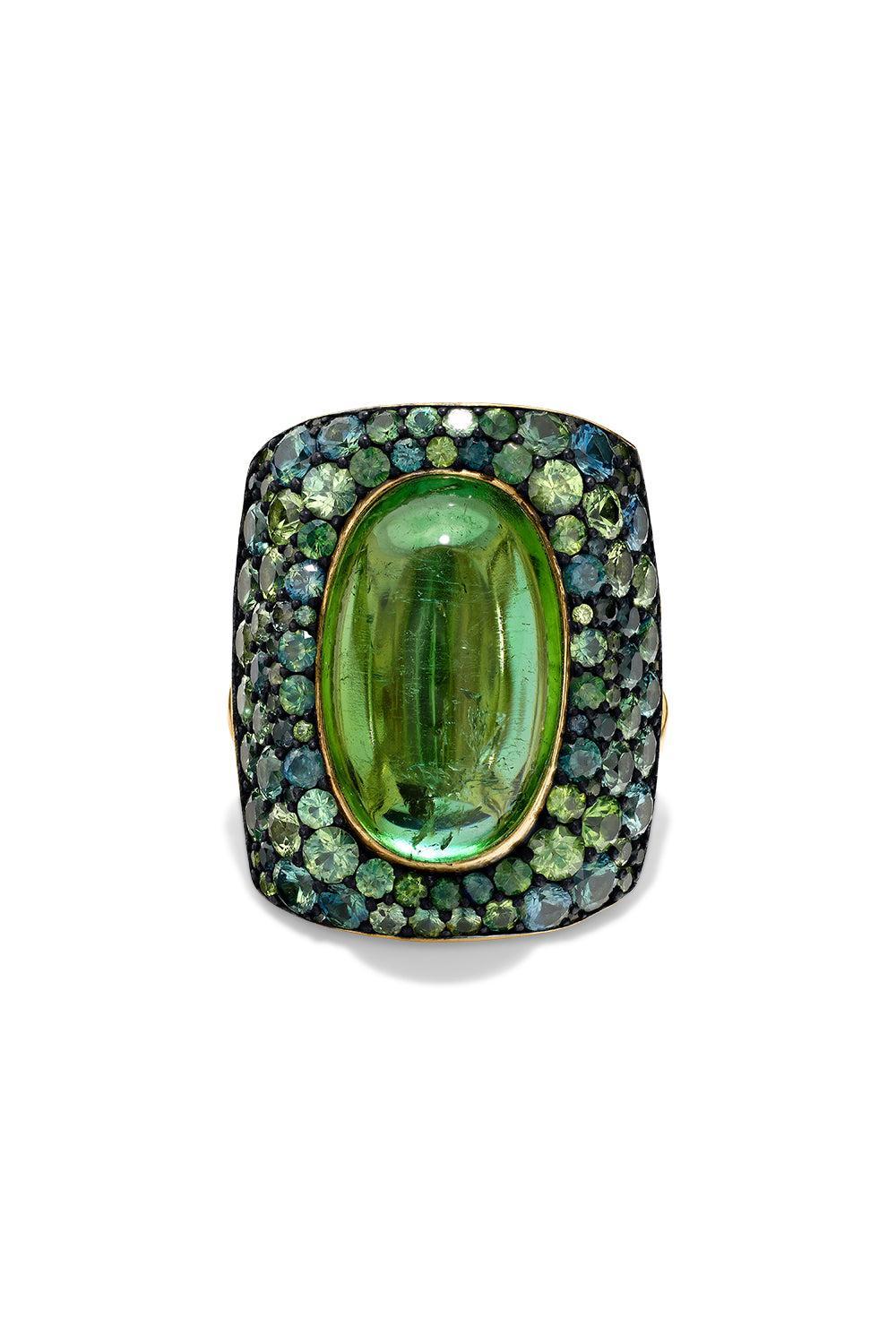 Green Sapphire Chrona UFO Ring