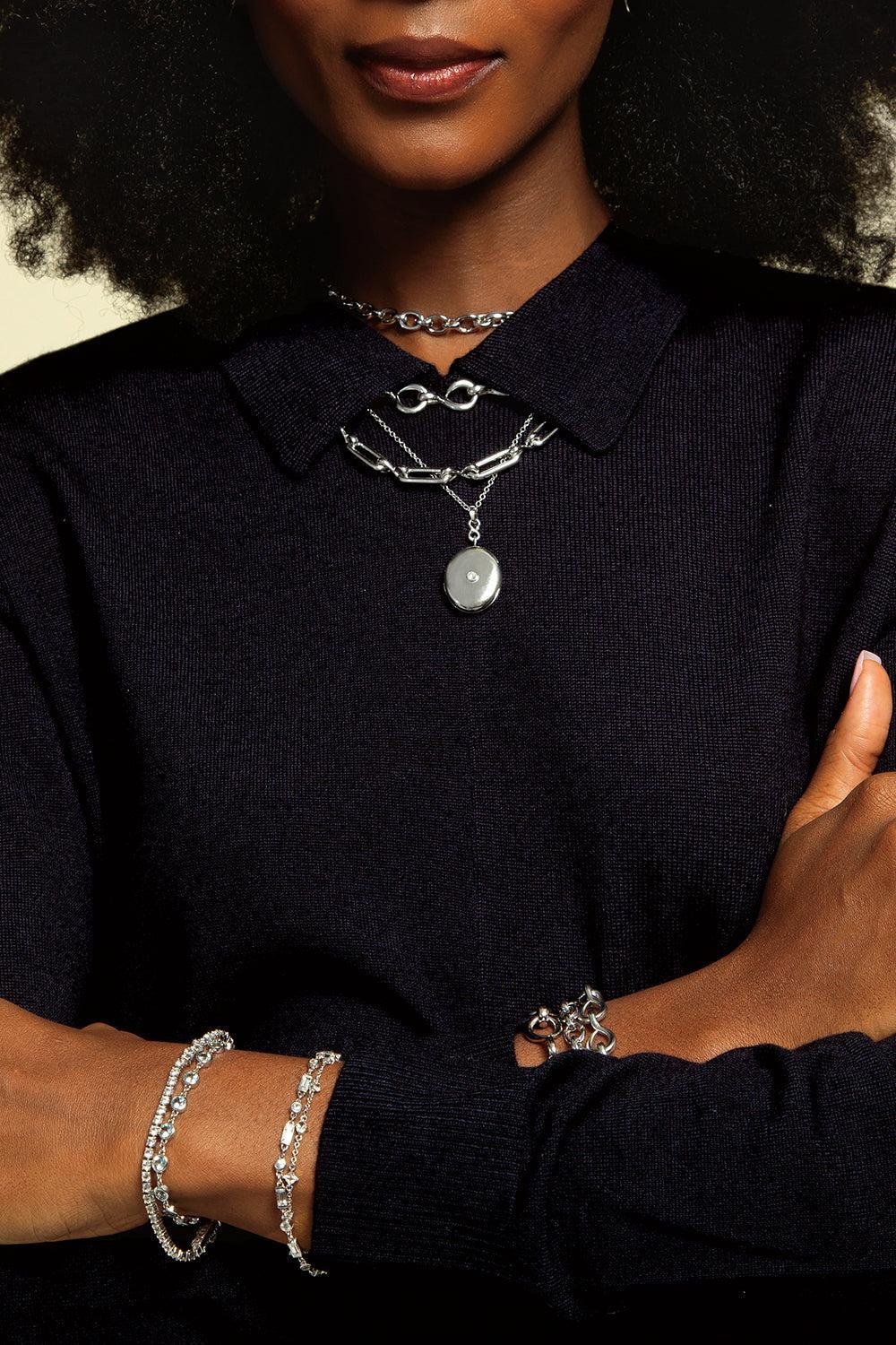 White Sapphire Infinity Locket Necklace-SILVER-30-JEWELRYFINE JEWELNECKLACE O-MONICA RICH KOSANN