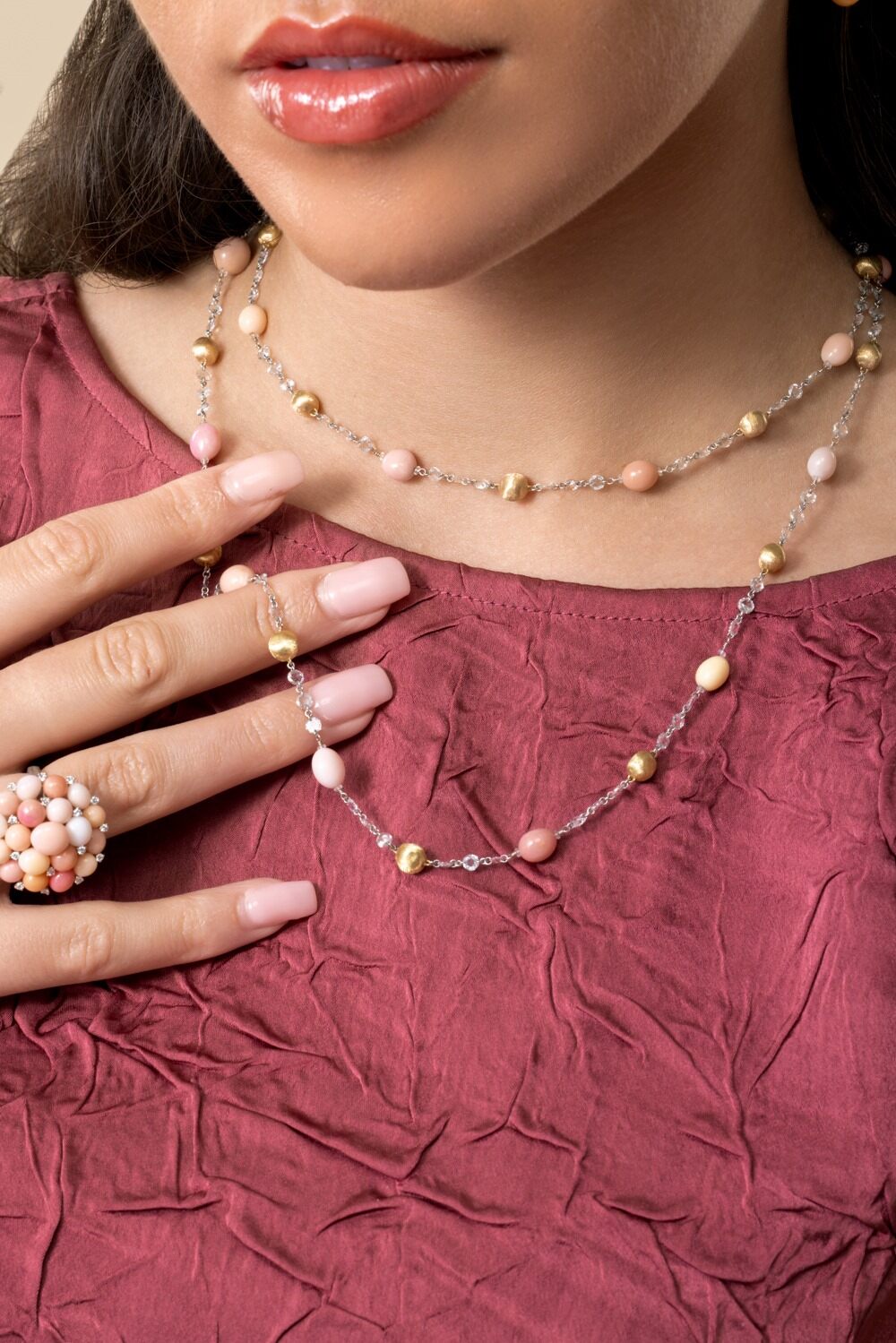 Pink Conch Pearl Diamond Unico Necklace-YELLOW GOLD-36.5-JEWELRYFINE JEWELNECKLACE O-MARCO BICEGO