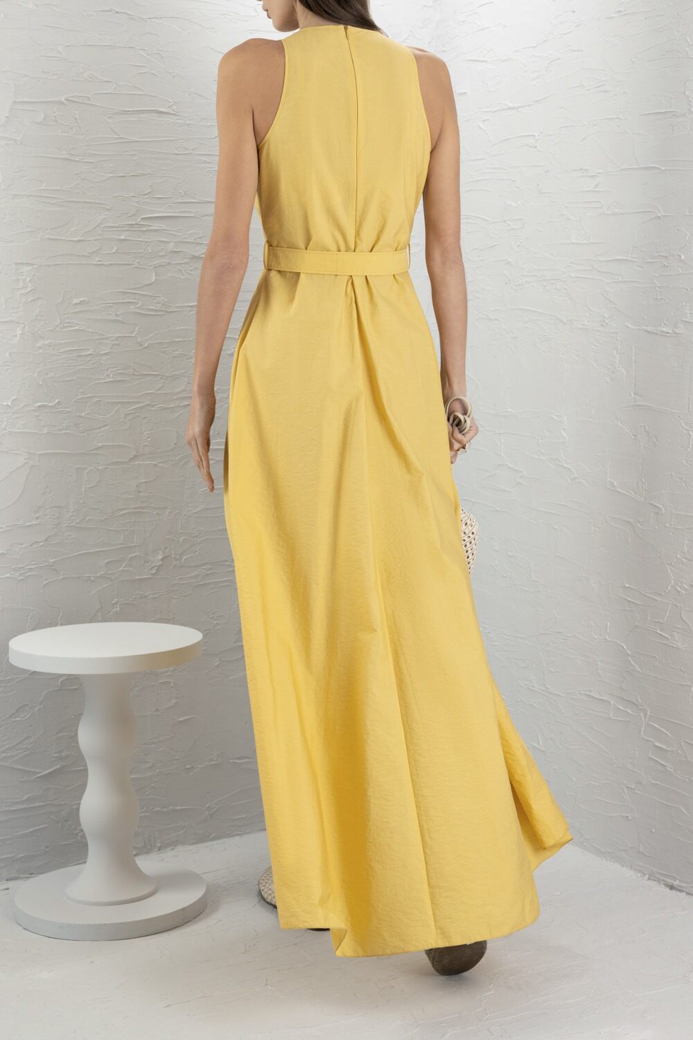 Belted Maxi Dress-YELLOW-XS-CLOTHINGDRESSCASUAL-BRUNELLO CUCINELLI