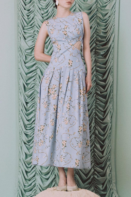 Otono Navegante Midi Dress-BLUE-XS-CLOTHINGDRESSCASUAL-AGUA BY AGUA BENDITA