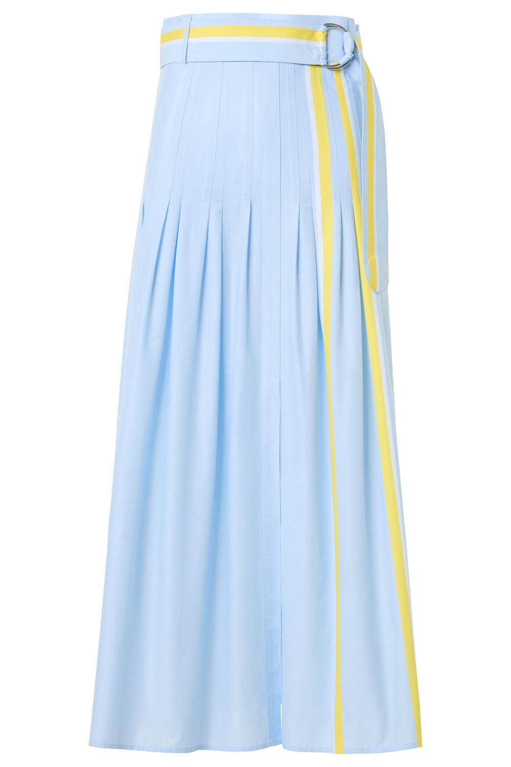 Stripe Pleated Midi Skirt