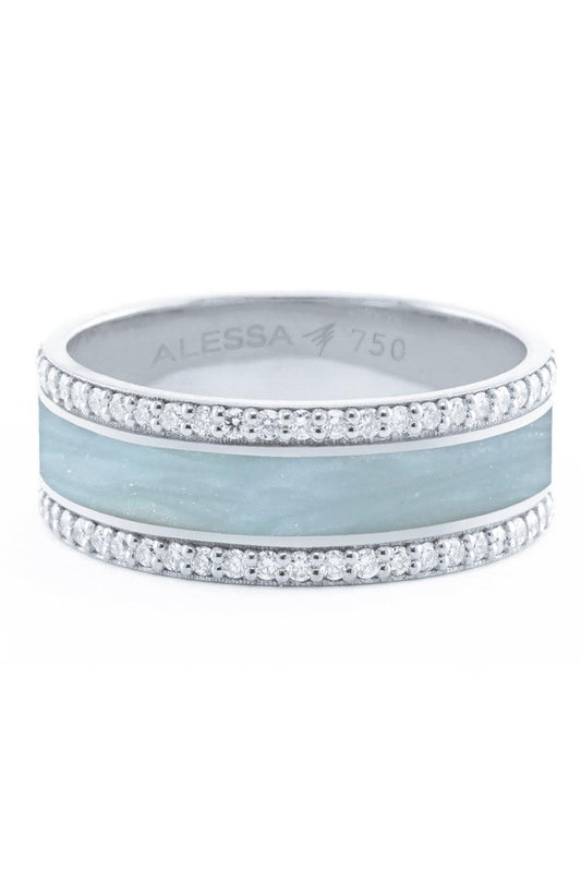 Diamond Blue Border Ring-WHITE GOLD-7-JEWELRYFINE JEWELRING-ALESSA JEWELRY