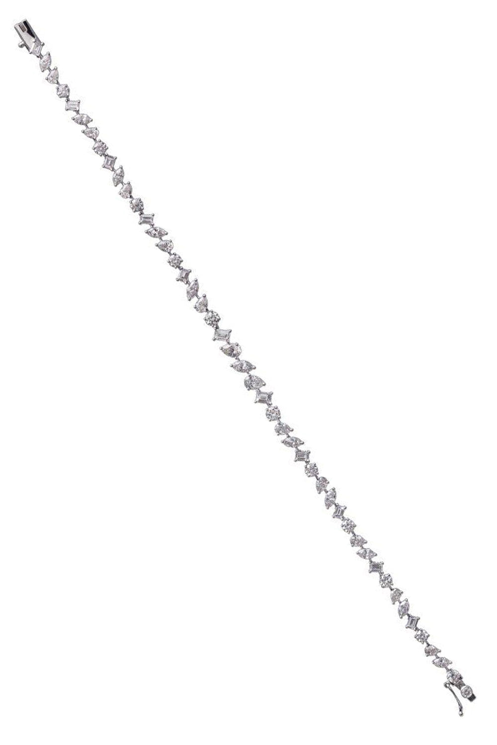 Mixed Diamond One Line Bracelet-WHITE GOLD-JEWELRYFINE JEWELBRACELET O-ARZANO