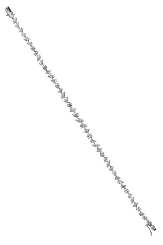 Mixed Diamond One Line Bracelet-WHITE GOLD-JEWELRYFINE JEWELBRACELET O-ARZANO