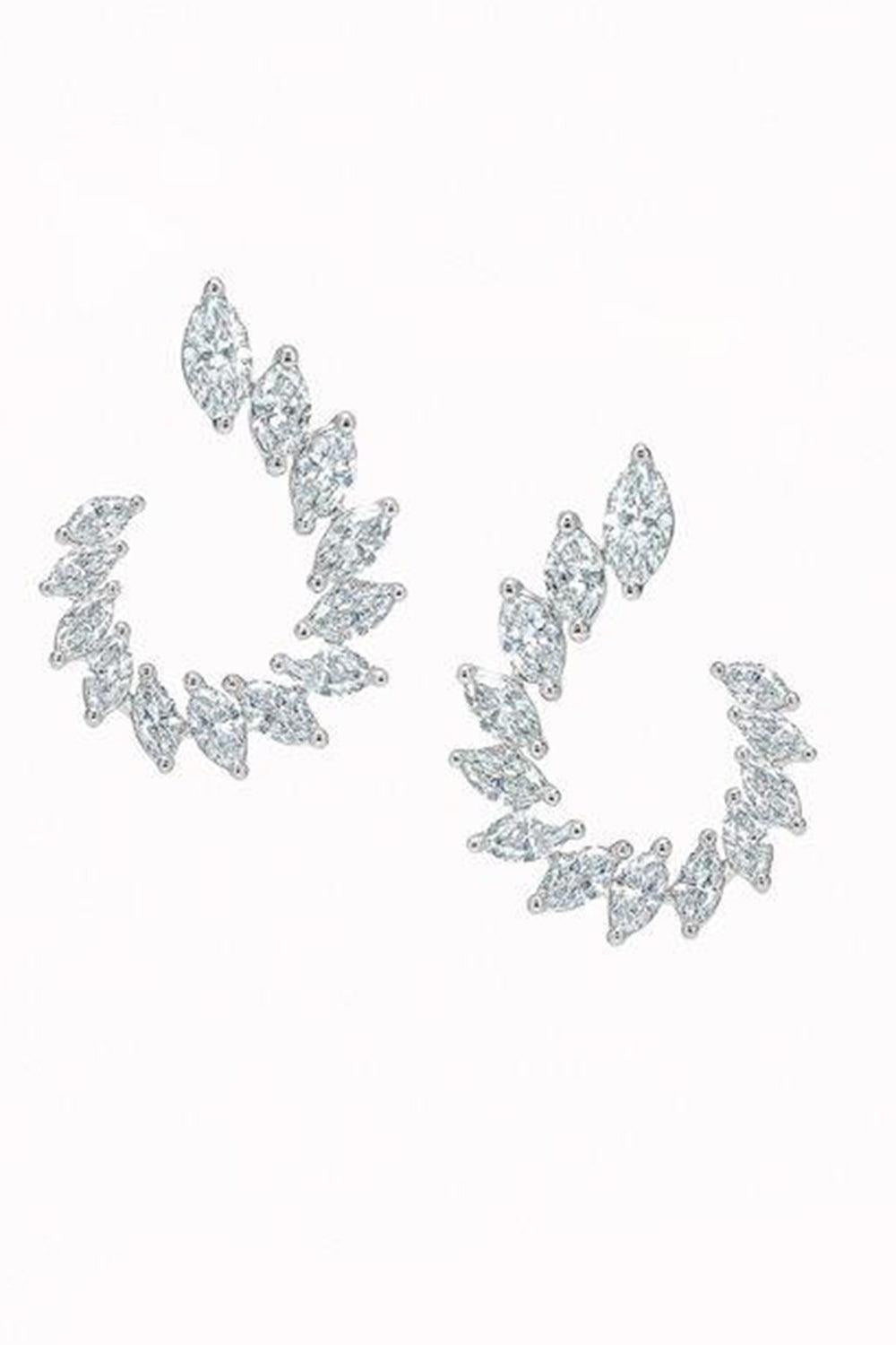 Diamond Marquise Open Circle Earrings-WHITE GOLD-JEWELRYFINE JEWELEARRING-ARZANO
