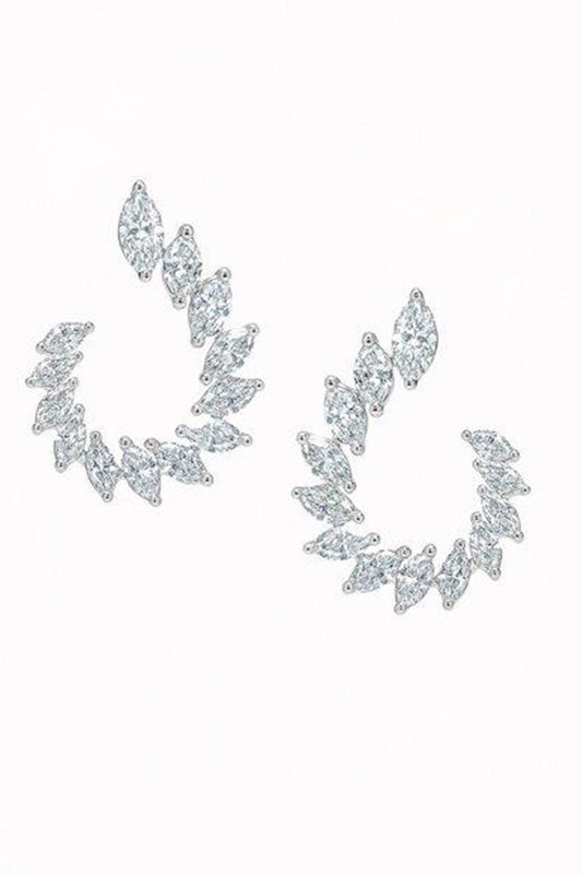 Diamond Marquise Open Circle Earrings-WHITE GOLD-JEWELRYFINE JEWELEARRING-ARZANO