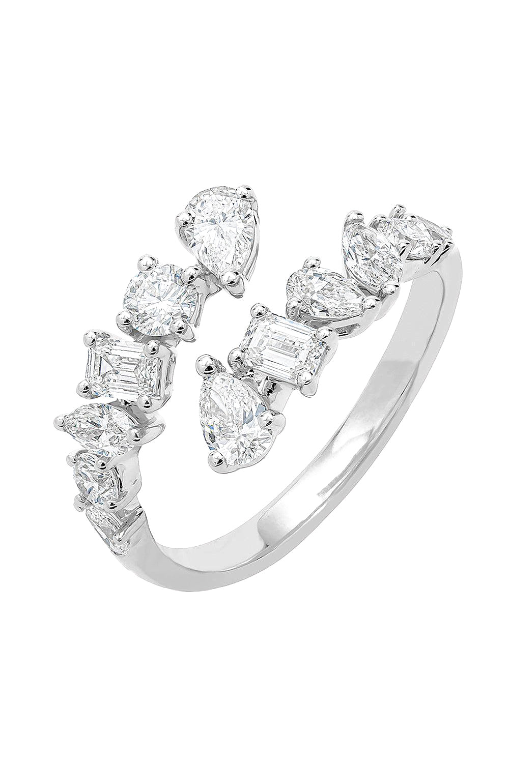 Diamond Two Line Open Ring-WHITE GOLD-JEWELRYFINE JEWELRING-ARZANO