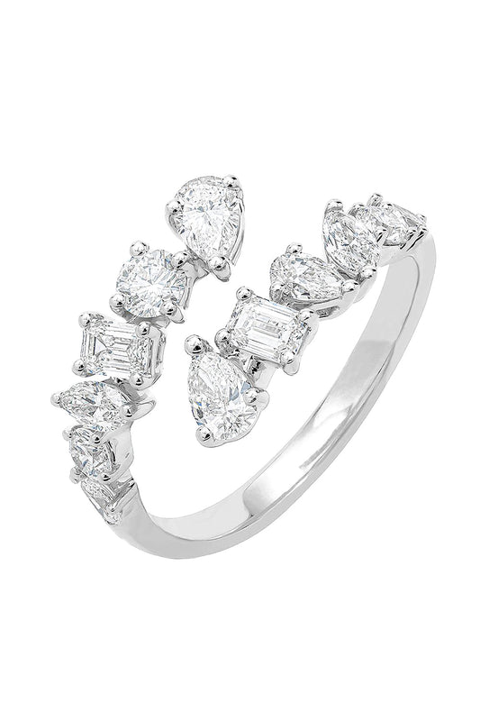 Diamond Two Line Open Ring-WHITE GOLD-JEWELRYFINE JEWELRING-ARZANO