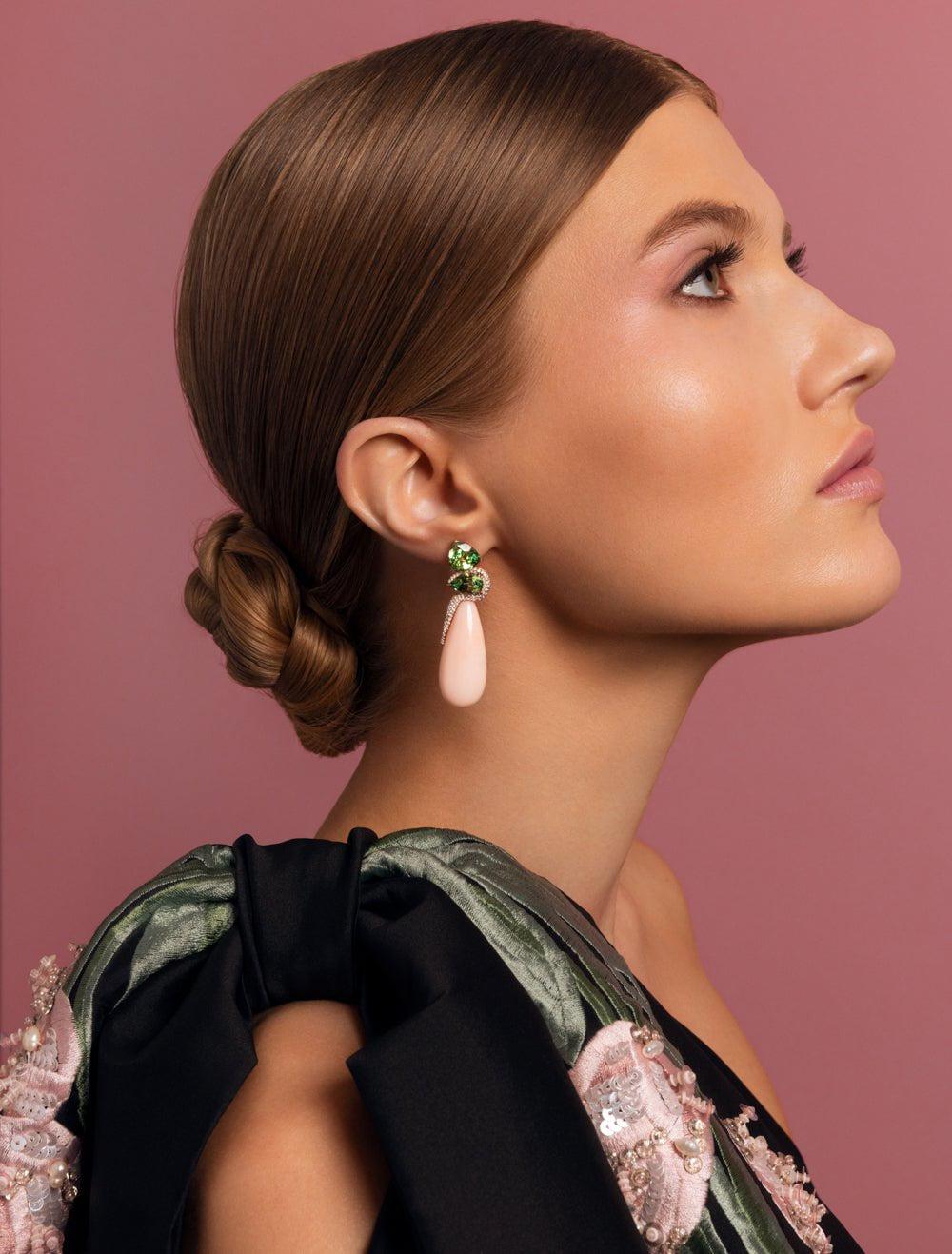 ASSAEL-Angel Skin Garnet Earrings-ROSE GOLD