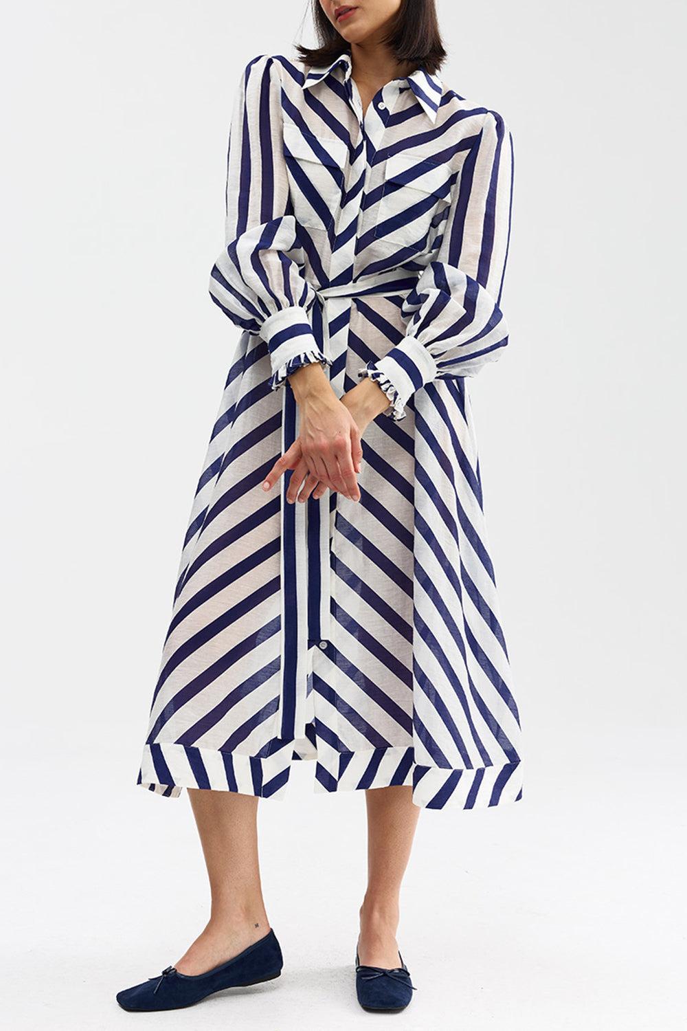Yasmine Dress-STRIPE-2-CLOTHINGDRESSCASUAL-ASTON STUDIO