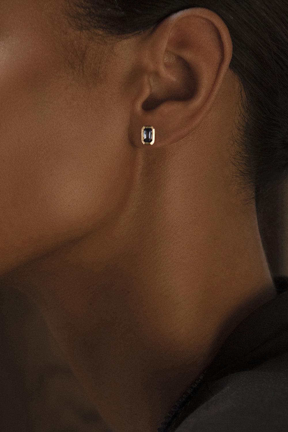 Rich Sapphire Medium Stud Earrings-YELLOW GOLD-JEWELRYFINE JEWELEARRING-AZLEE