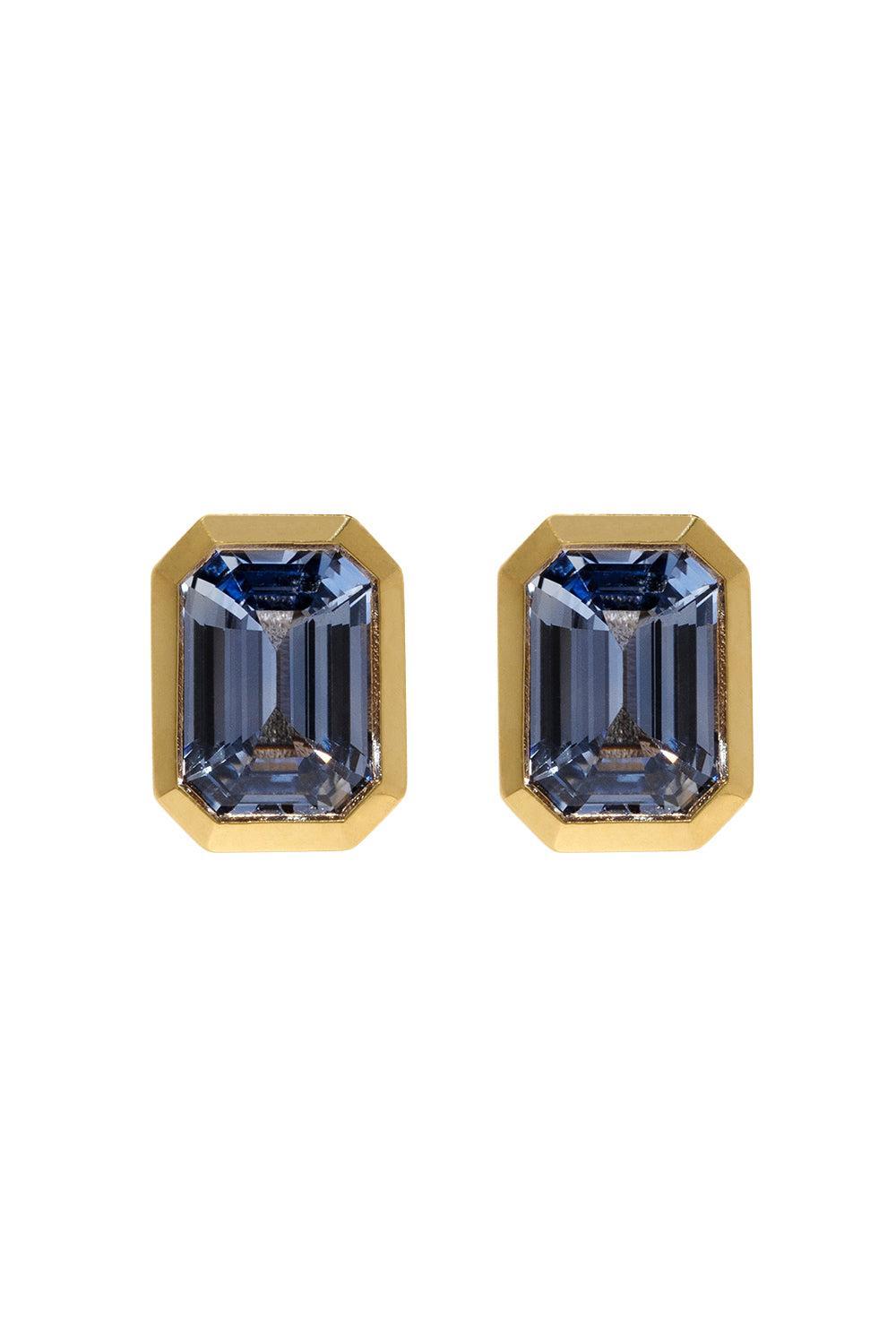 Rich Sapphire Medium Stud Earrings-YELLOW GOLD-JEWELRYFINE JEWELEARRING-AZLEE