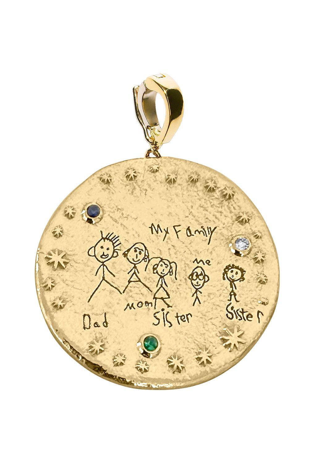 Custom Family Drawing Coin-JEWELRYFINE JEWELPENDANT-AZLEE