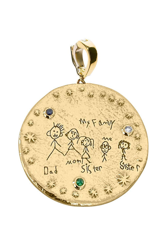 Custom Family Drawing Coin-JEWELRYFINE JEWELPENDANT-AZLEE