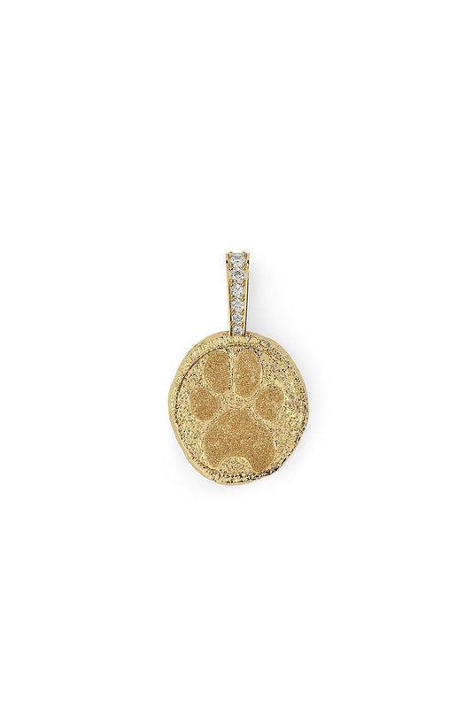 Custom Diamond Pawprint Coin Pendant-SINGLE-SIDED-YELLOW GOLD-JEWELRYFINE JEWELPENDANT-AZLEE