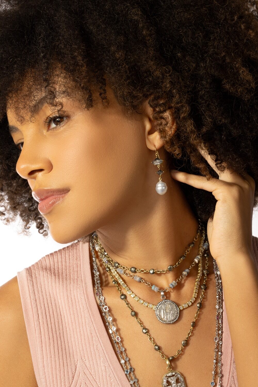 South Sea Pearl Rough Cut Earrings-YELLOW GOLD-JEWELRYFINE JEWELEARRING-SYLVA & CIE