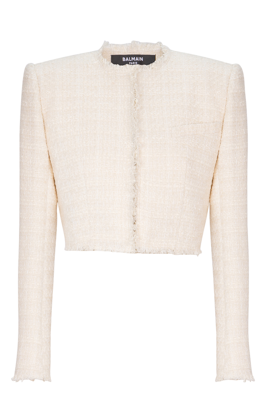 Spencer Crop Jacket - Blanc-WHITE-34-CLOTHINGJACKETCASUAL-BALMAIN