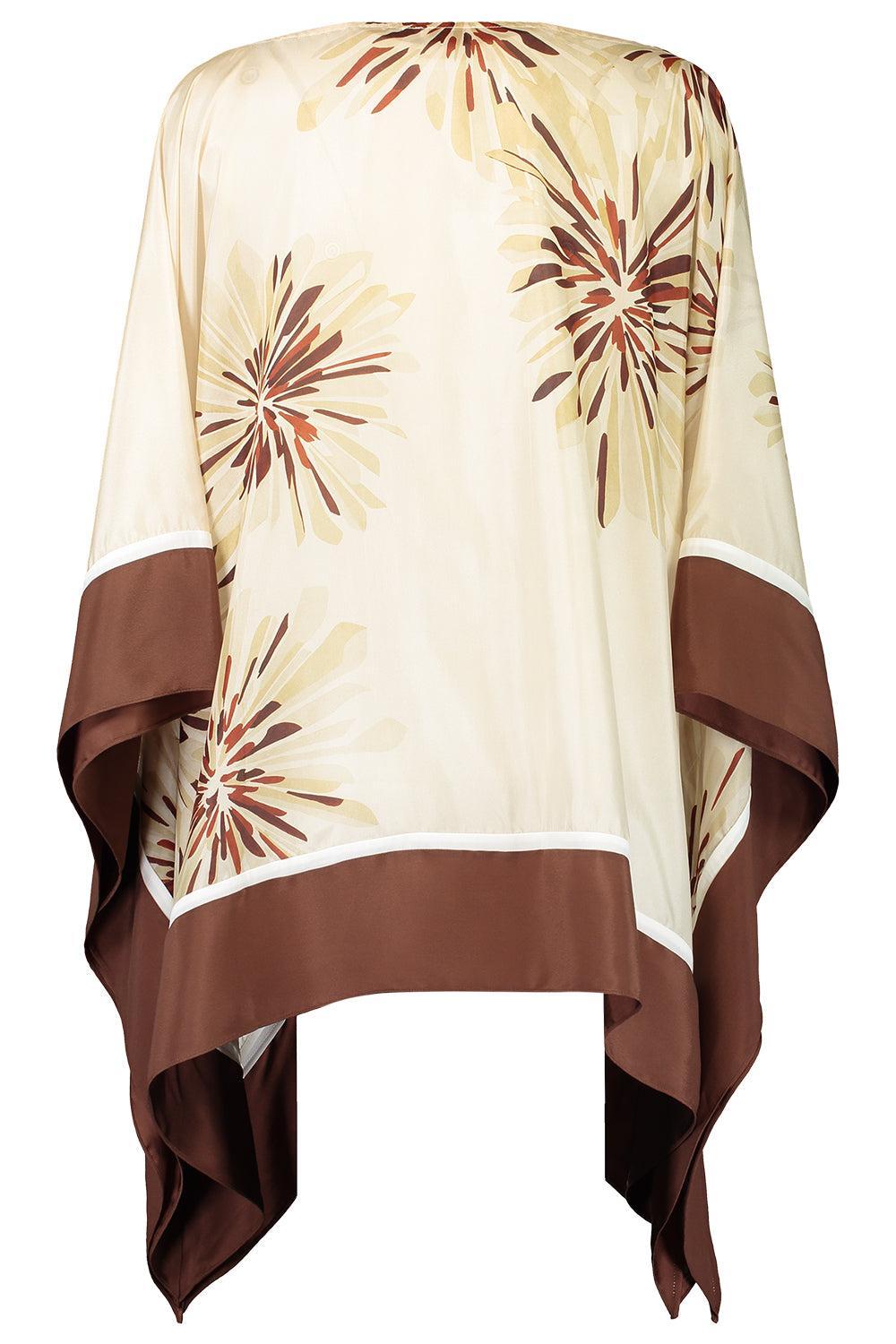 Bloom Print Poncho Top-BROWN-XS-CLOTHINGTOPBLOUSE-BRUNELLO CUCINELLI