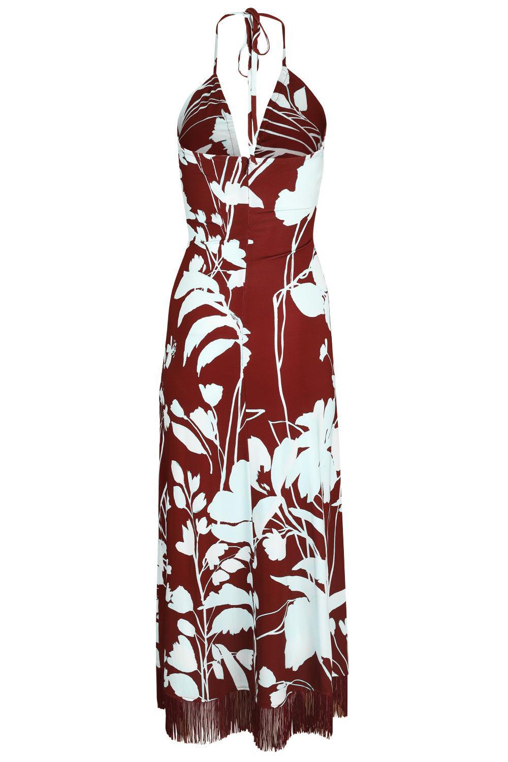 Shelter Island Dress - Botanic Maroon-FLORAL-XS-CLOTHINGDRESSCASUAL-CARA CARA