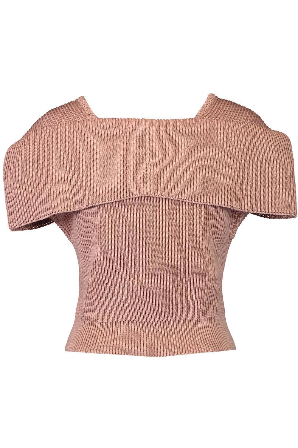 Foldover Button Knit Blouse-PINK-S-CLOTHINGTOPBLOUSE-CHLOÉ