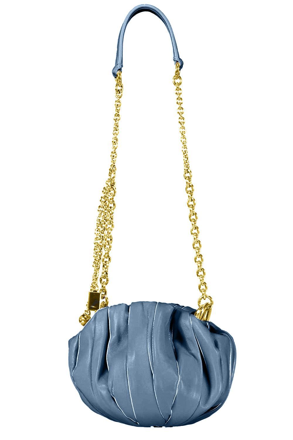 Chloé Plissé Shoulder Bag - Ashes Blue-BLUE-HANDBAGSHOULDER-CHLOÉ