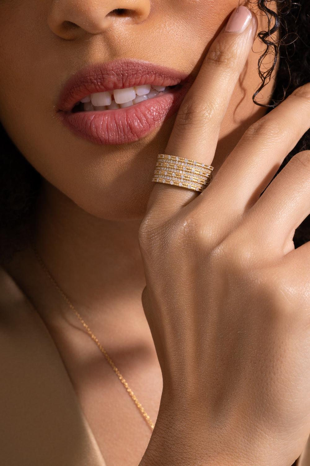 Diamond Paisley Band Ring-YELLOW GOLD-7-JEWELRYFINE JEWELRING-COOMI