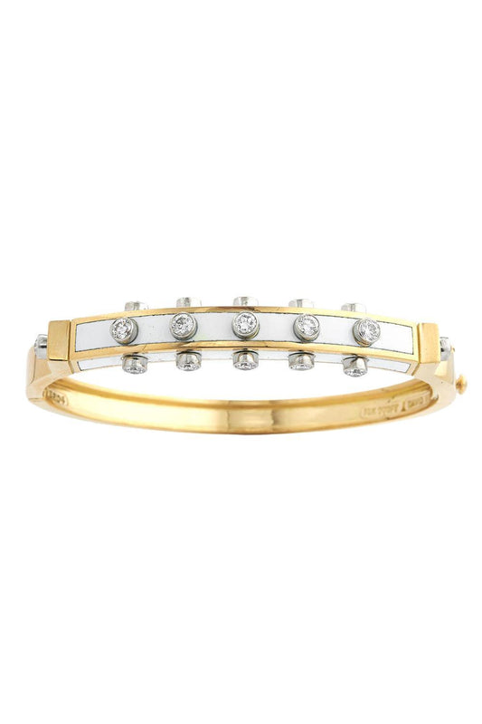 Diamond White Studlette Bangle Bracelet-YELLOW GOLD-JEWELRYFINE JEWELBRACELET O-DAVID WEBB