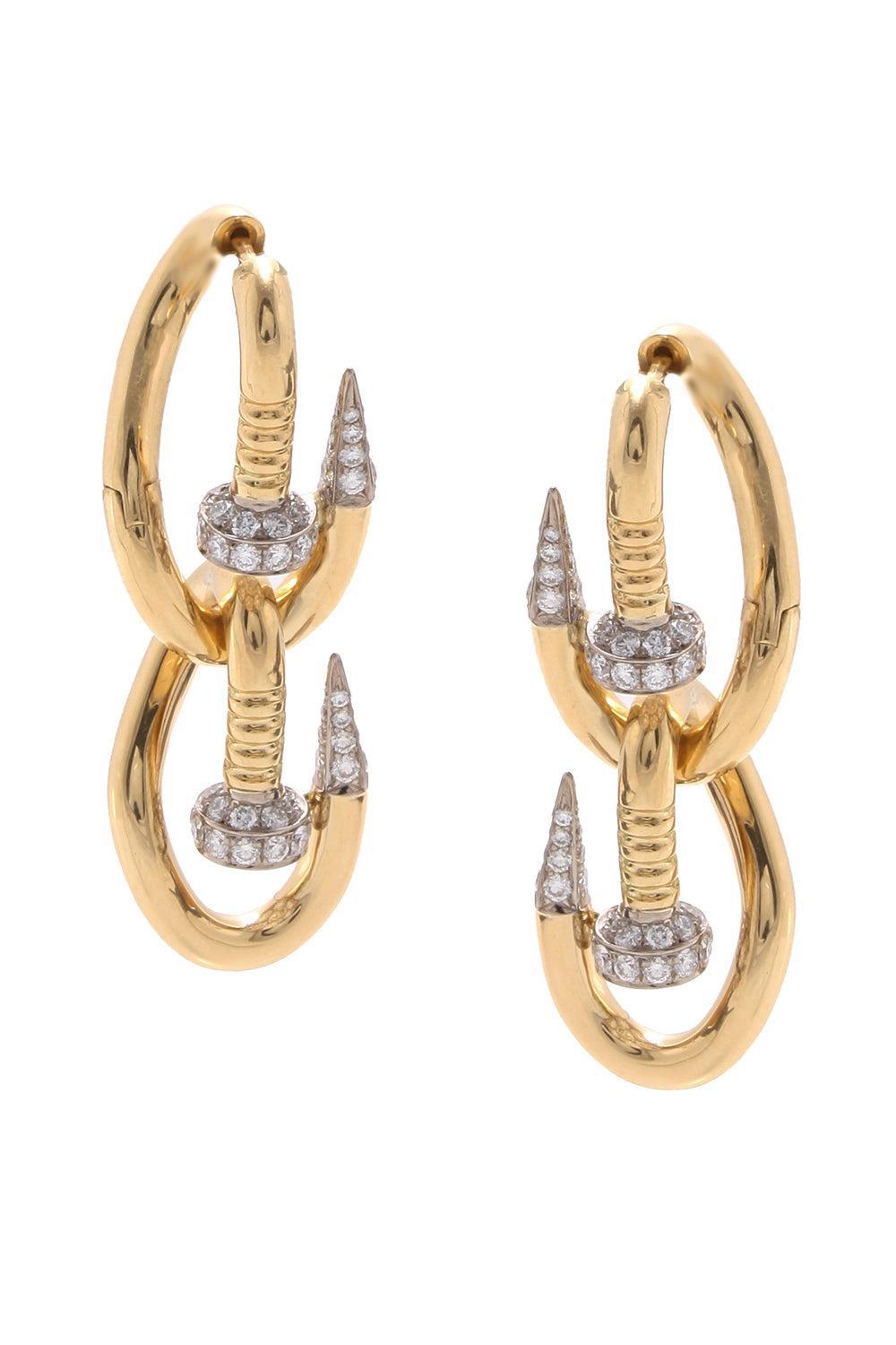 Diamond Double Bent Nail Earrings-YELLOW GOLD-JEWELRYFINE JEWELEARRING-DAVID WEBB