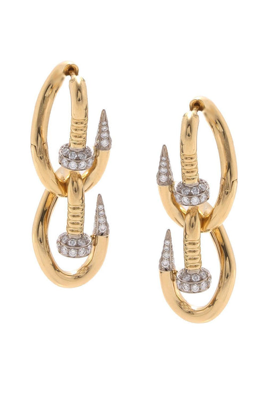 Diamond Double Bent Nail Earrings-YELLOW GOLD-JEWELRYFINE JEWELEARRING-DAVID WEBB