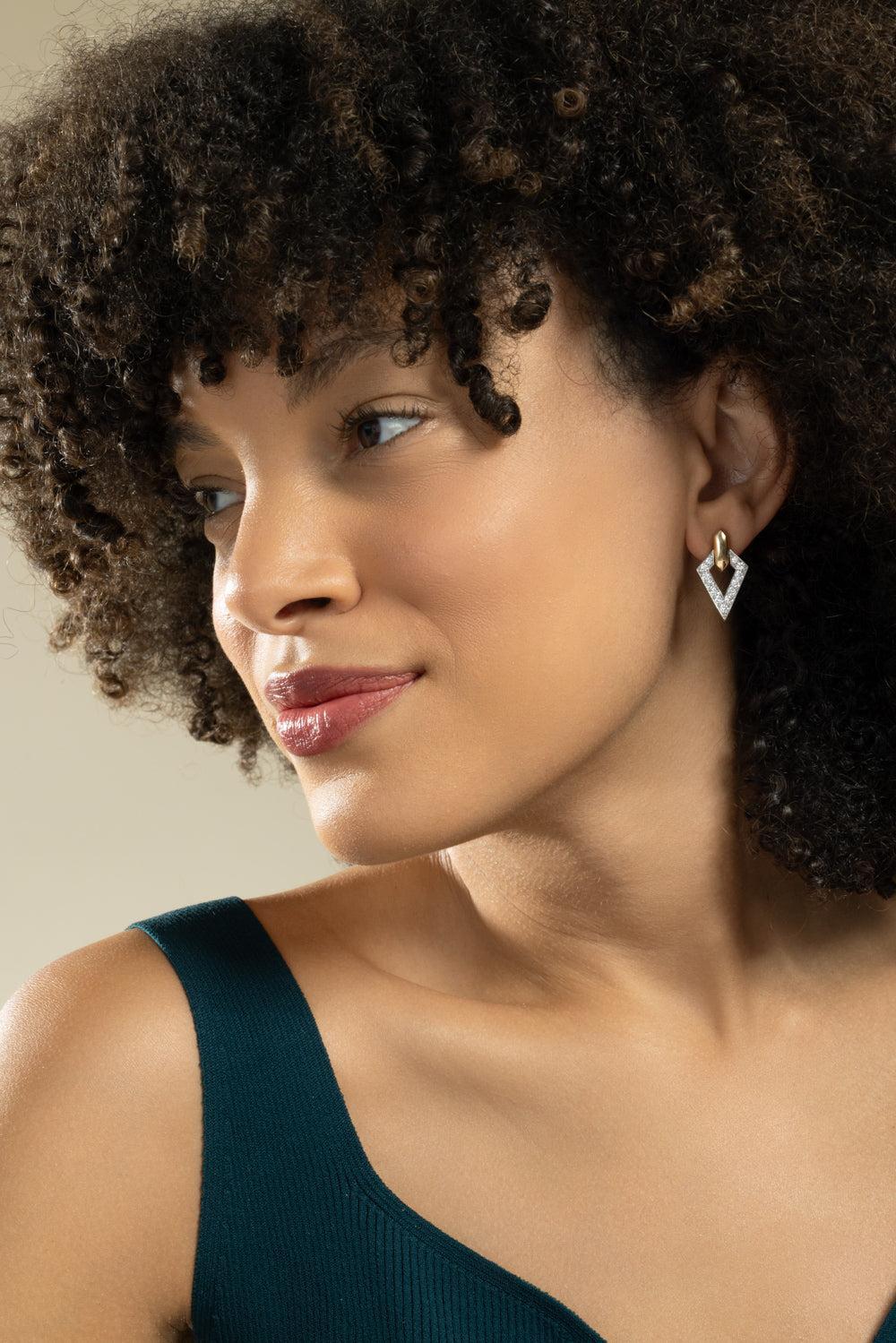 Double Diamond Earrings-YELLOW GOLD-JEWELRYFINE JEWELEARRING-DAVID WEBB